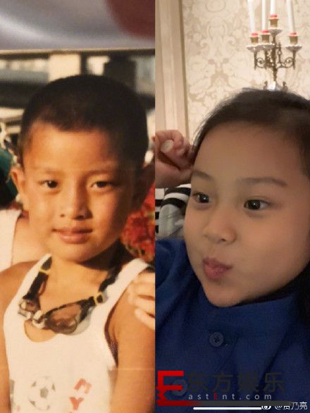 贾乃亮甜馨童年对比照 只字未提李小璐!