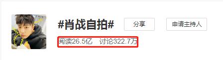 肖战自拍上热搜 阅读量突破26亿仍然是顶流!